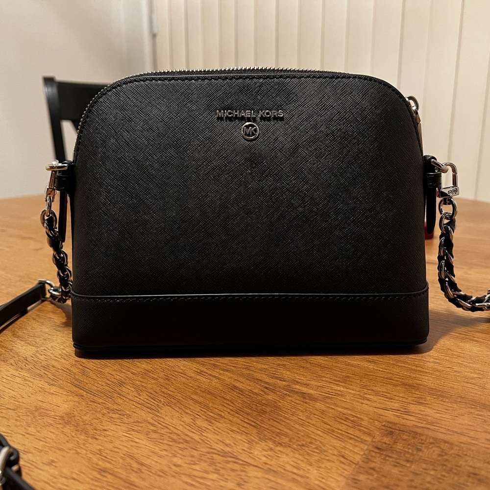 Large Saffiano Leather Dome Crossbody Bag